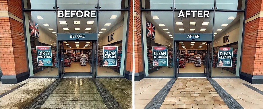 Retail Store Walkway Pressure Washing