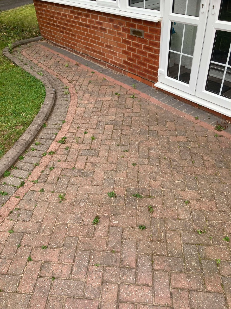 Dirty block paving Patio Before Cleaning
